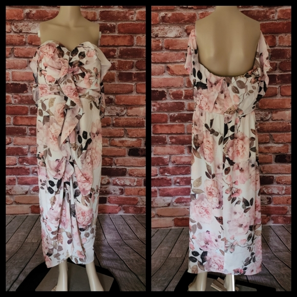 City Chic Floral Off Shoulder Midi Dress 16, 20, 22 NWT - Picture 5 of 5